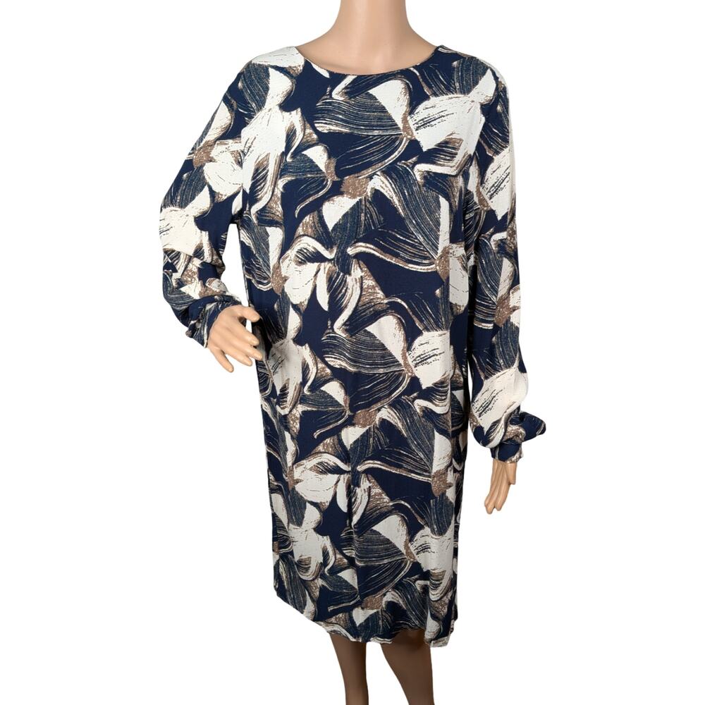 JUST Female Blossom Abstract Painterly Print Viscose Shift Dress Tunic Medium M